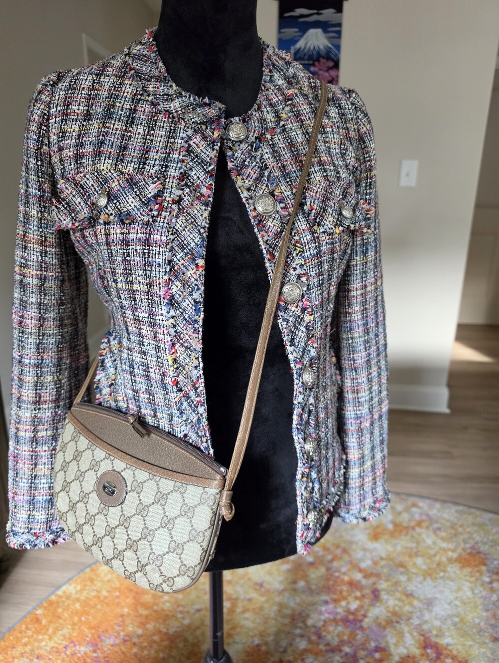 Authentic Gucci GG Tan Brown Monogram Crossbody Shoulder Bag